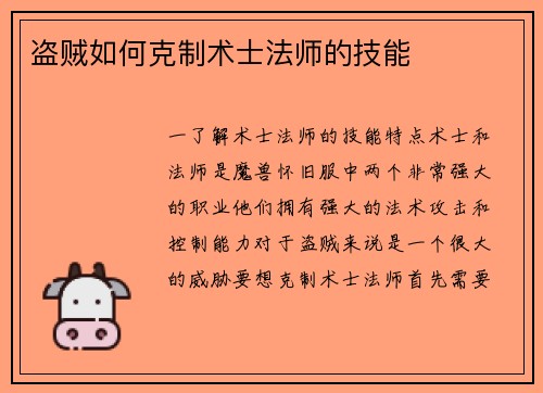 盗贼如何克制术士法师的技能